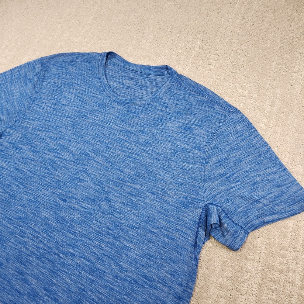 Lululemon Shirt Men Large Blue Merino Wool Blend Soft Stretch Running Training